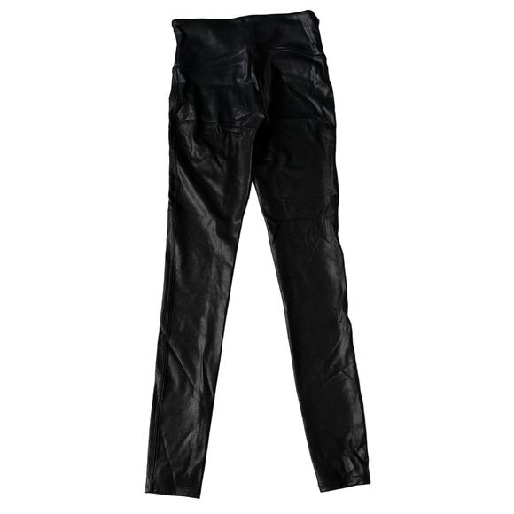 Spanx EUC Faux Leather Shiny High Waist Moto Shapewear Black Leggings size small - Picture 2 of 10